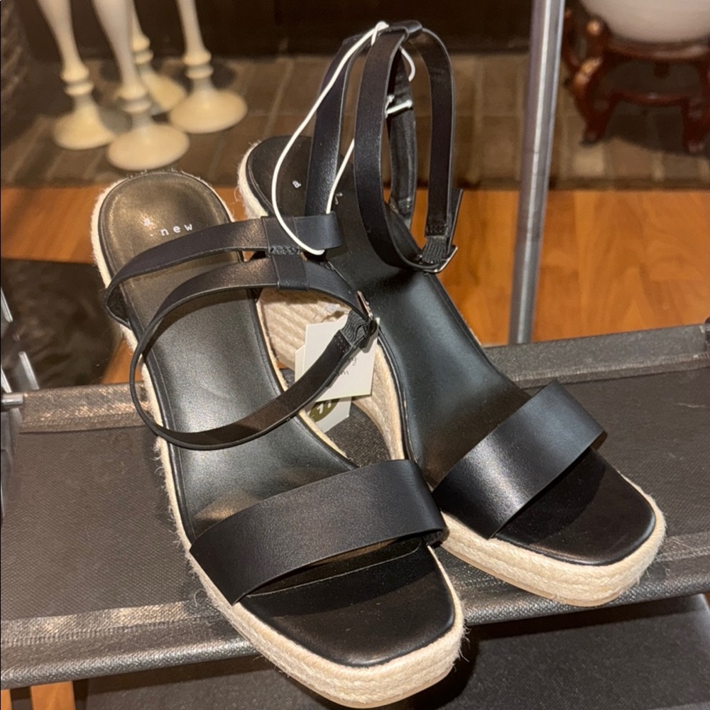 Black Strappy Espadrille Sandals